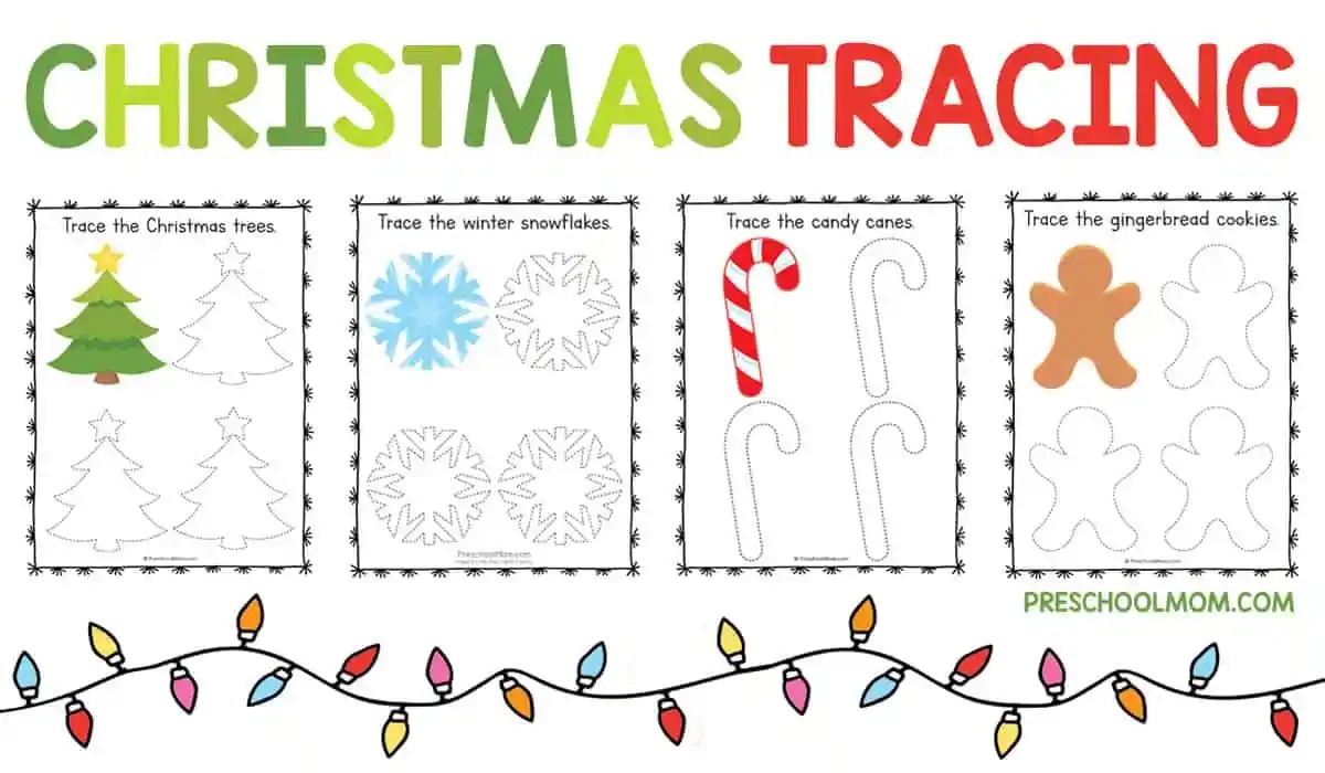 Christmas Symbols Tracing Worksheets Preschool Mom