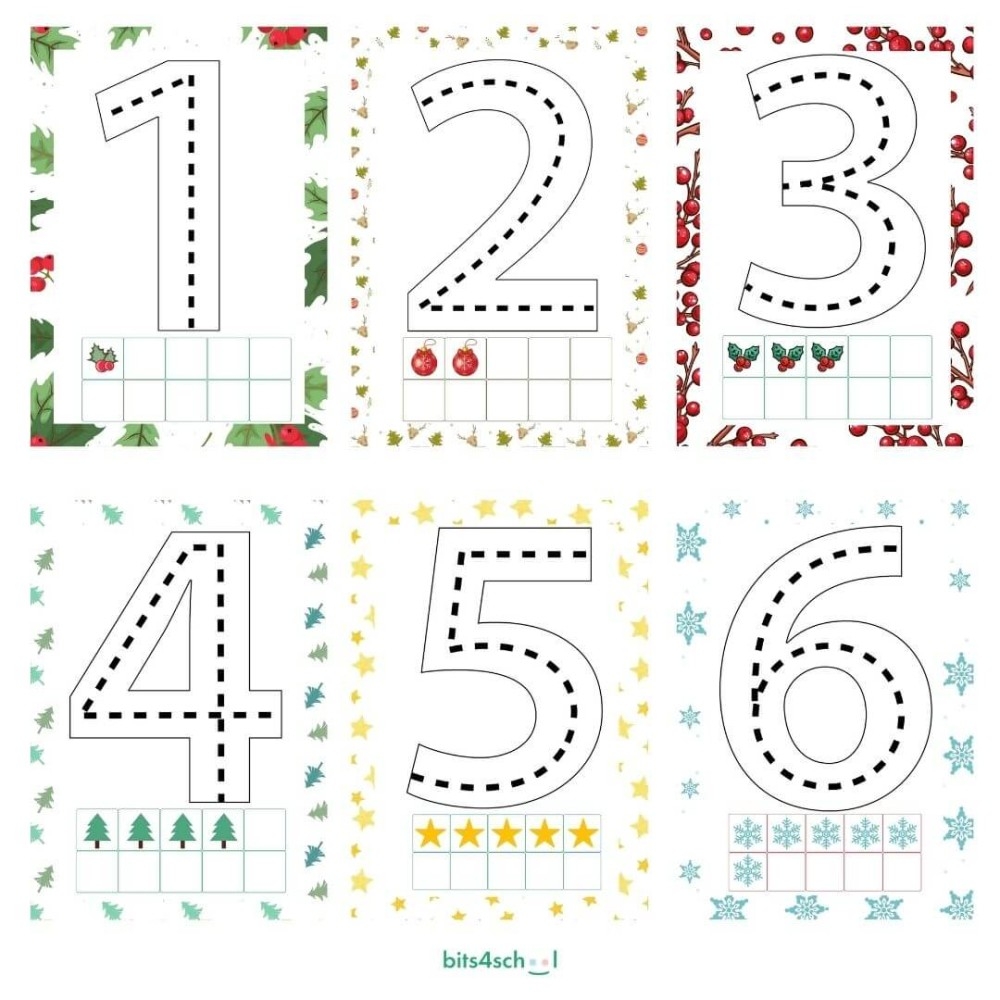 Christmas Tracing Numbers Download 