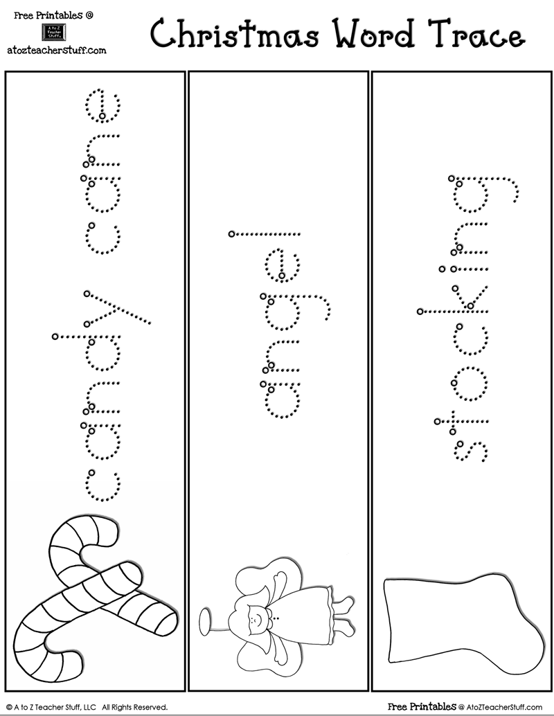 Christmas Word Tracing Practice A To Z Teacher Stuff