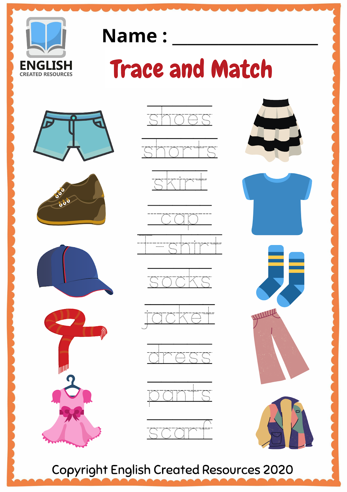 Clothes Worksheets English Created Resources