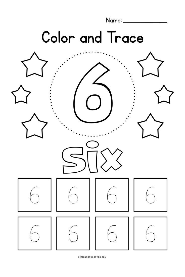 Color And Trace The Number 6