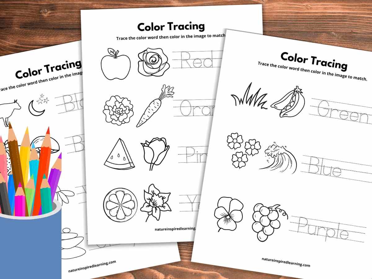 Color Tracing Worksheets Nature Inspired Learning