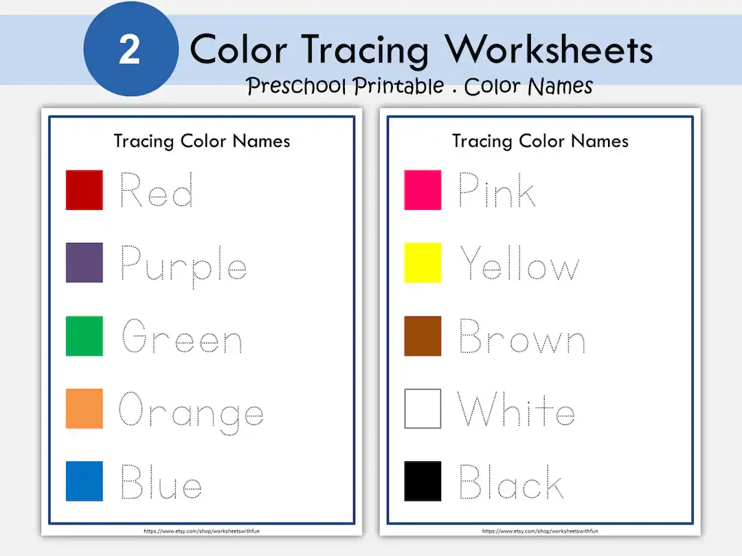 Colours Tracing Worksheets