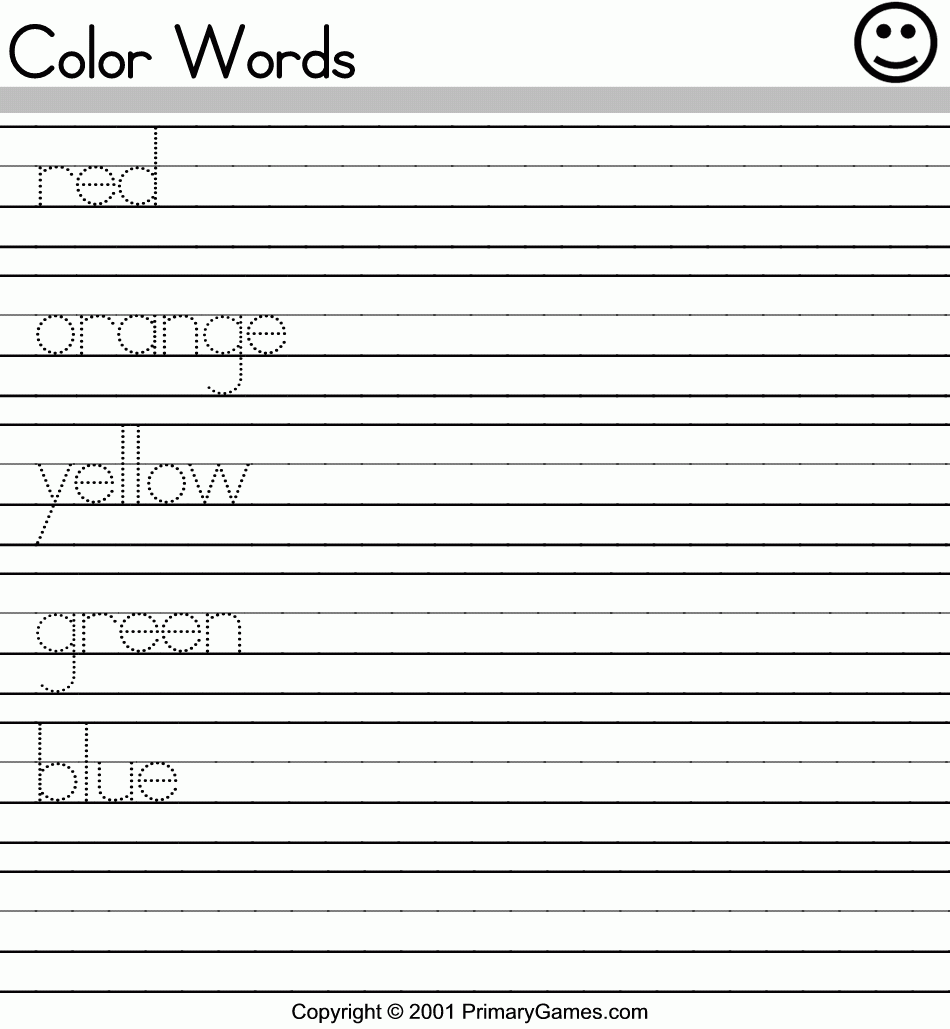 Free Printable Tracing Color Words