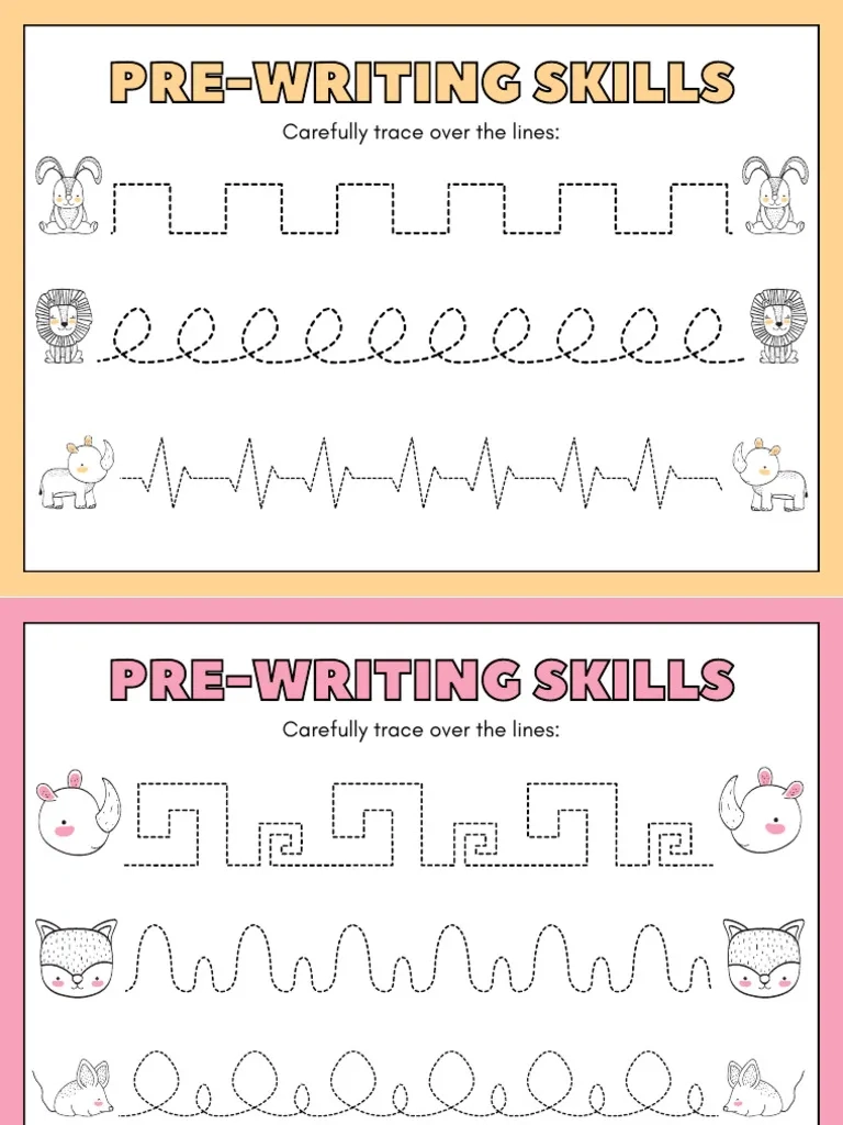 Colorful Pre Writing Skills Tracing Worksheets PDF
