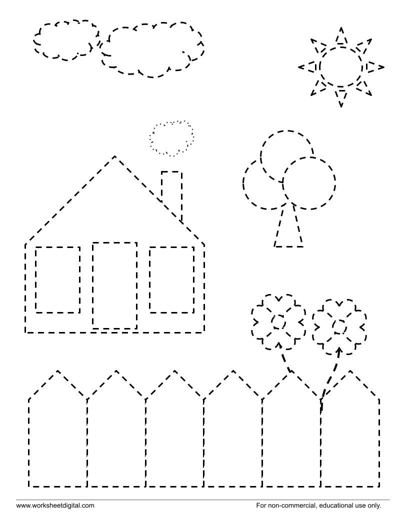 House Tracing Worksheets
