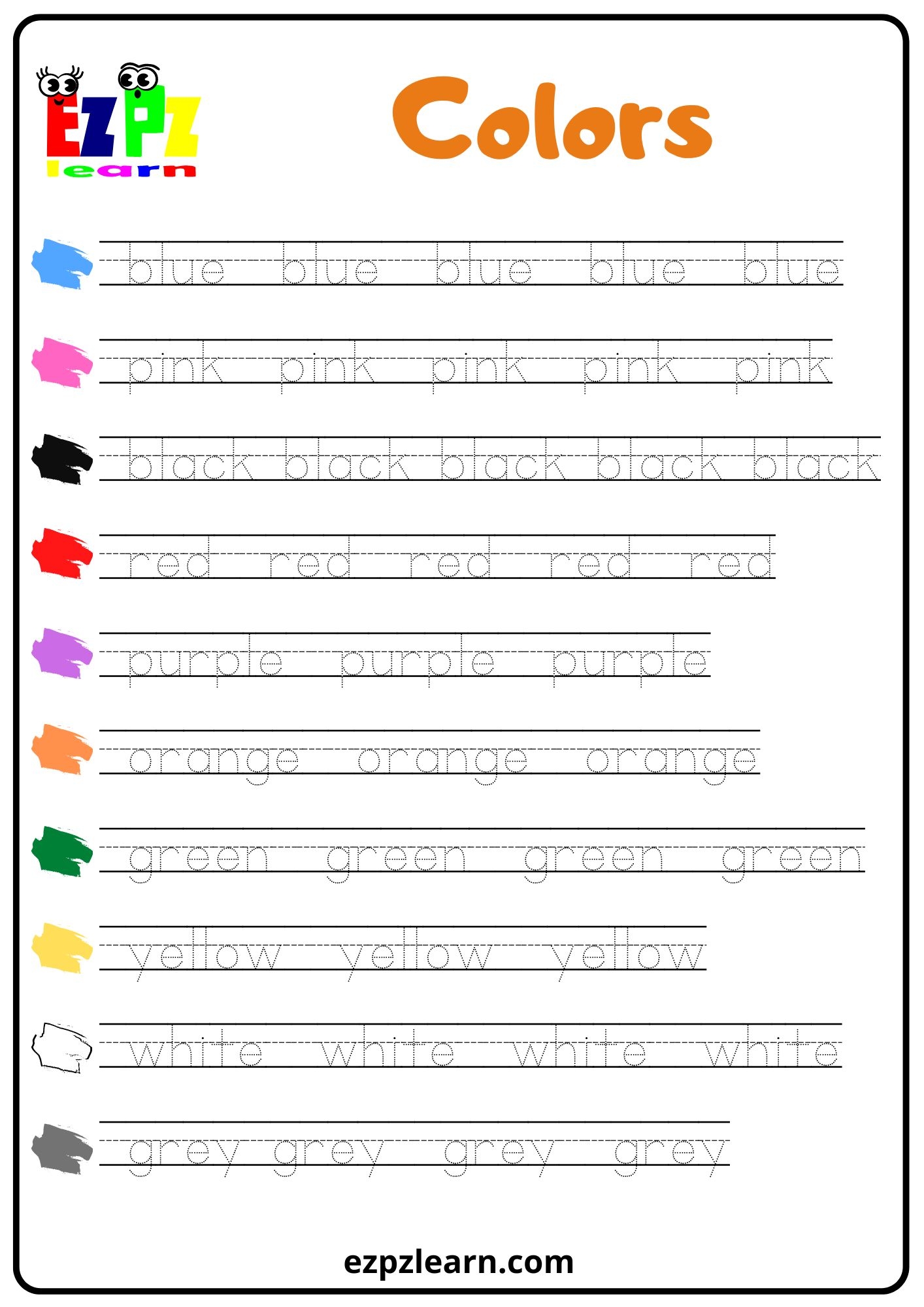 Word Tracing Worksheets