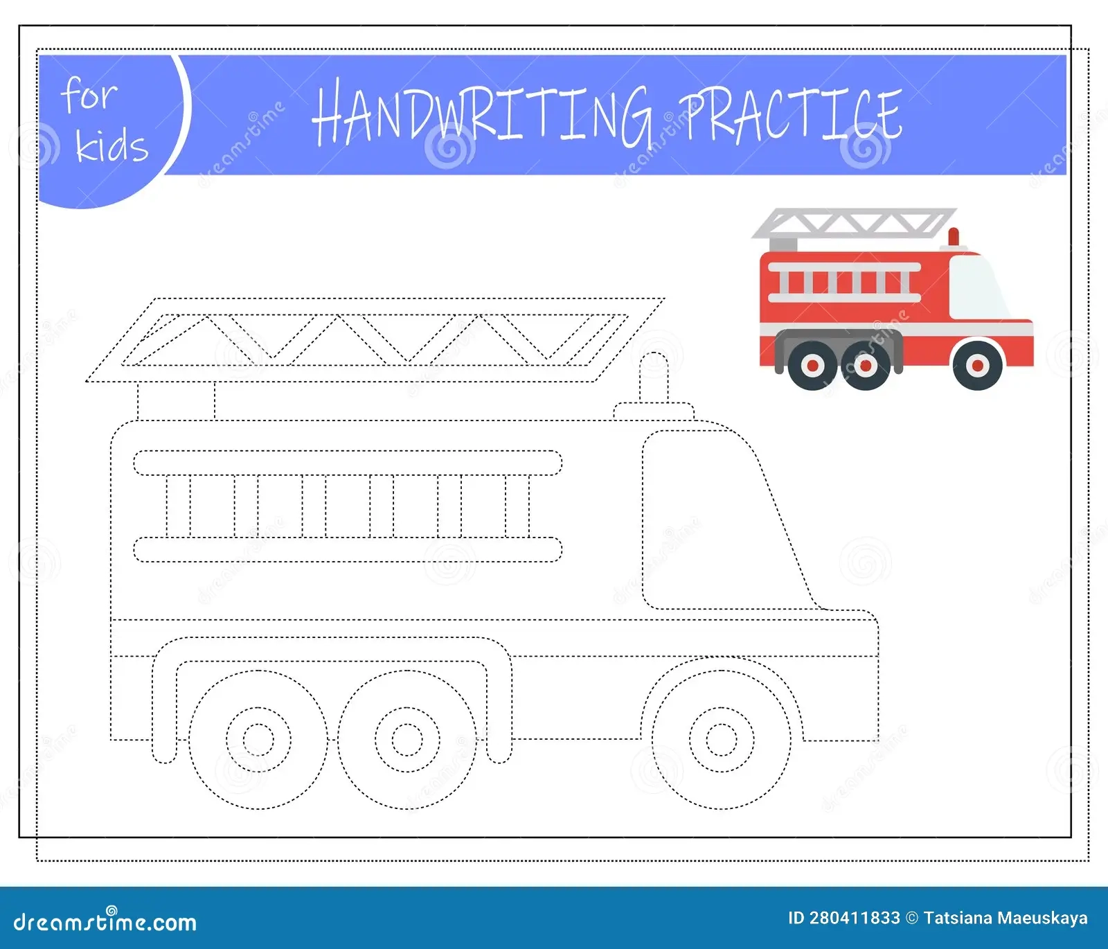 Connect The Dots Educational Game For Kids Cartoon Fire Truck 