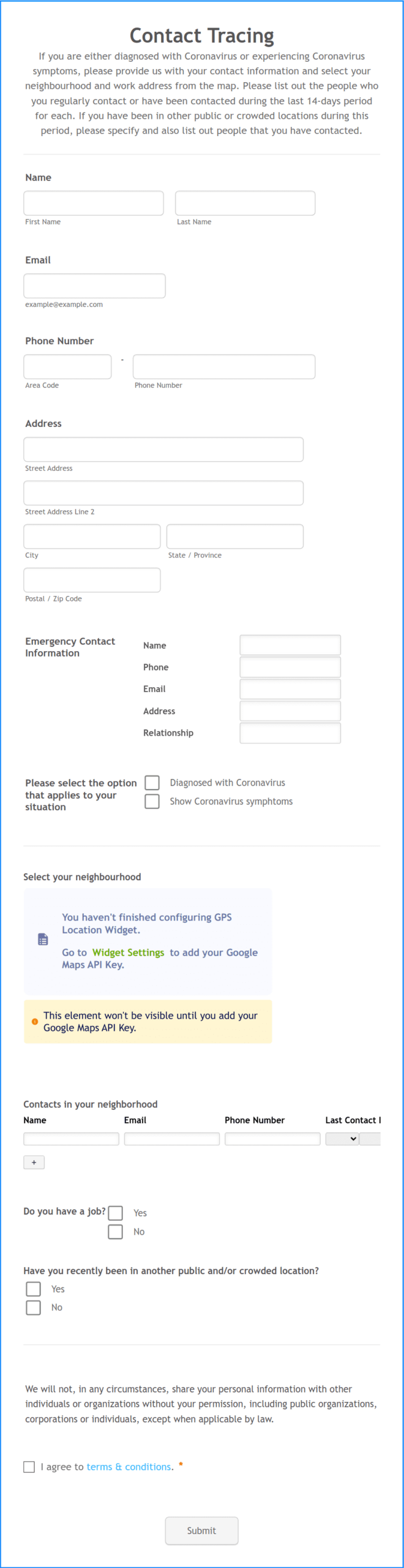 Contact Tracing Form Template Jotform