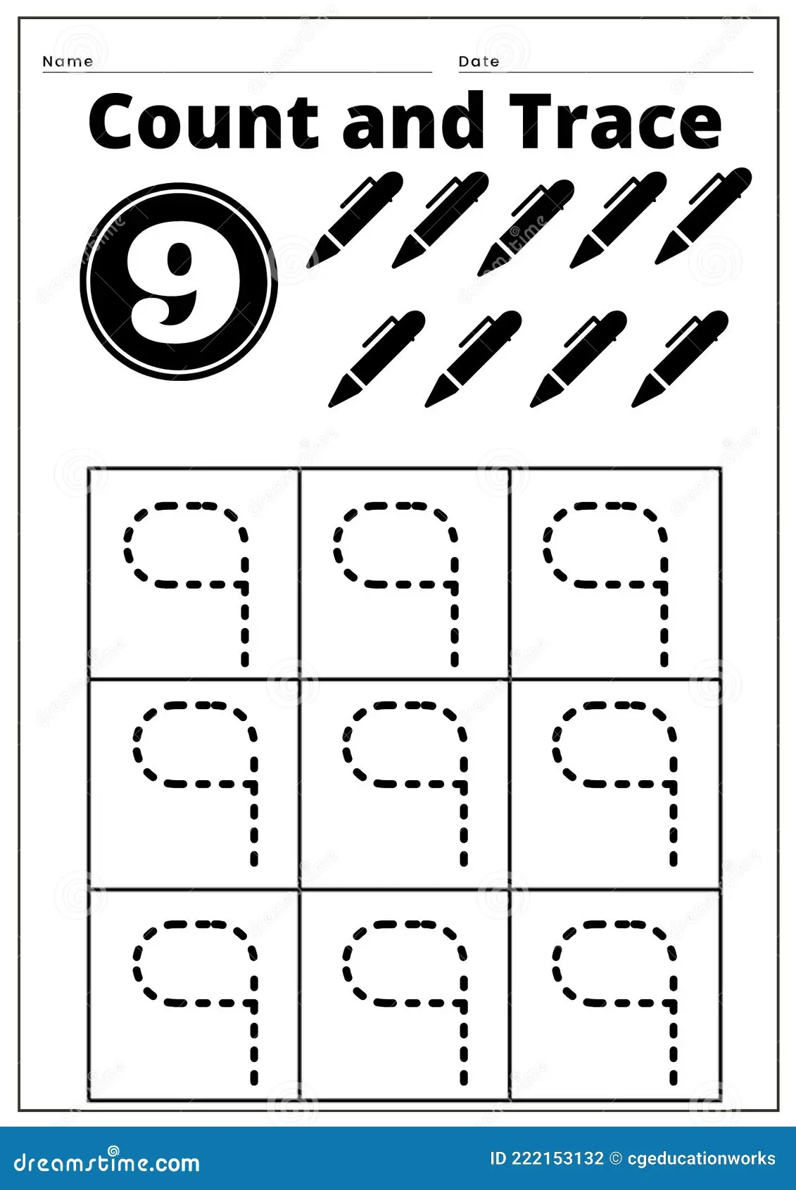 Count And Trace 9 Stock Vector Illustration Of Count 222153132