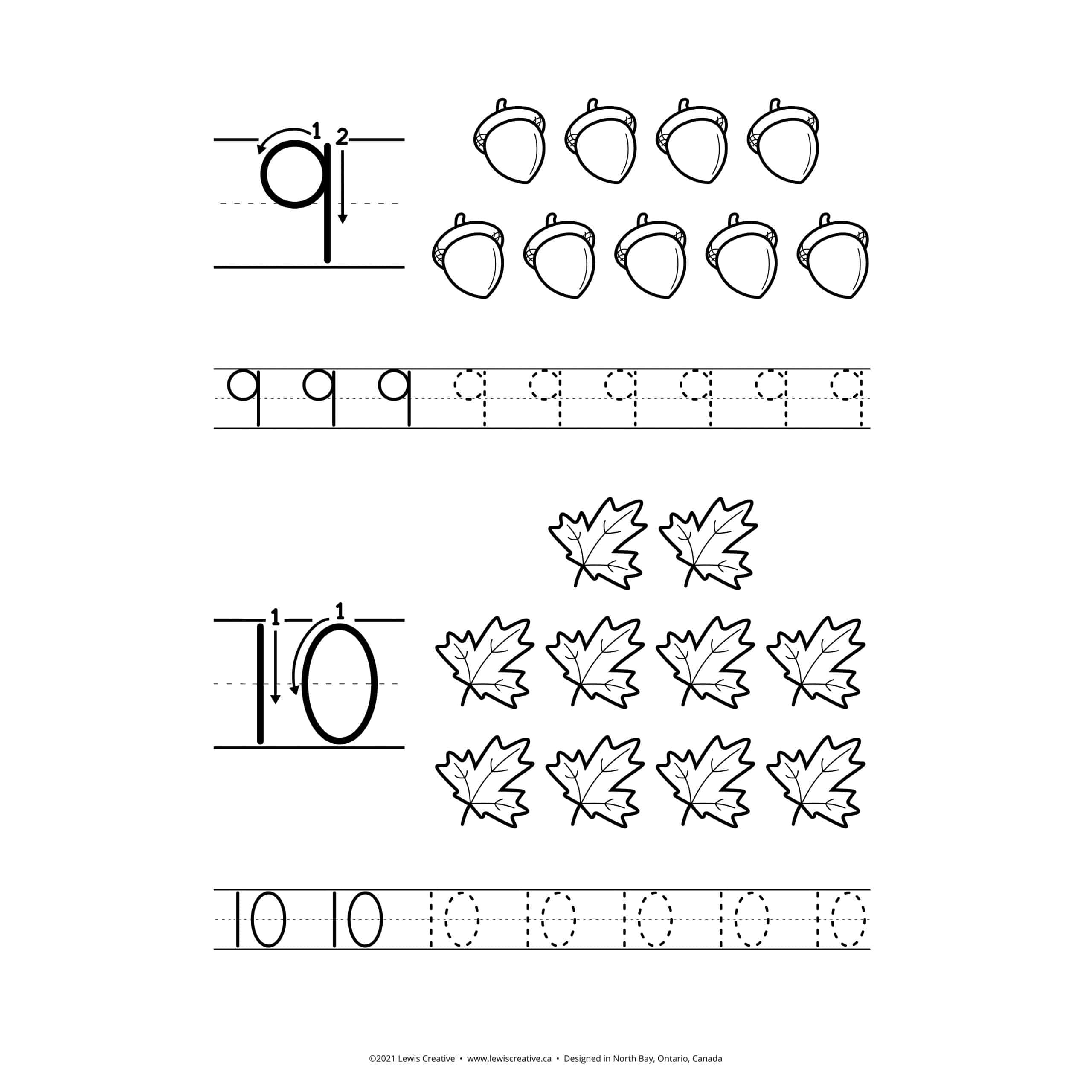 Count Copy amp Color Fall Themed Number Tracing From 1 To 10 Count Copy amp Color Fall Themed Number Tracing From 1 To 10