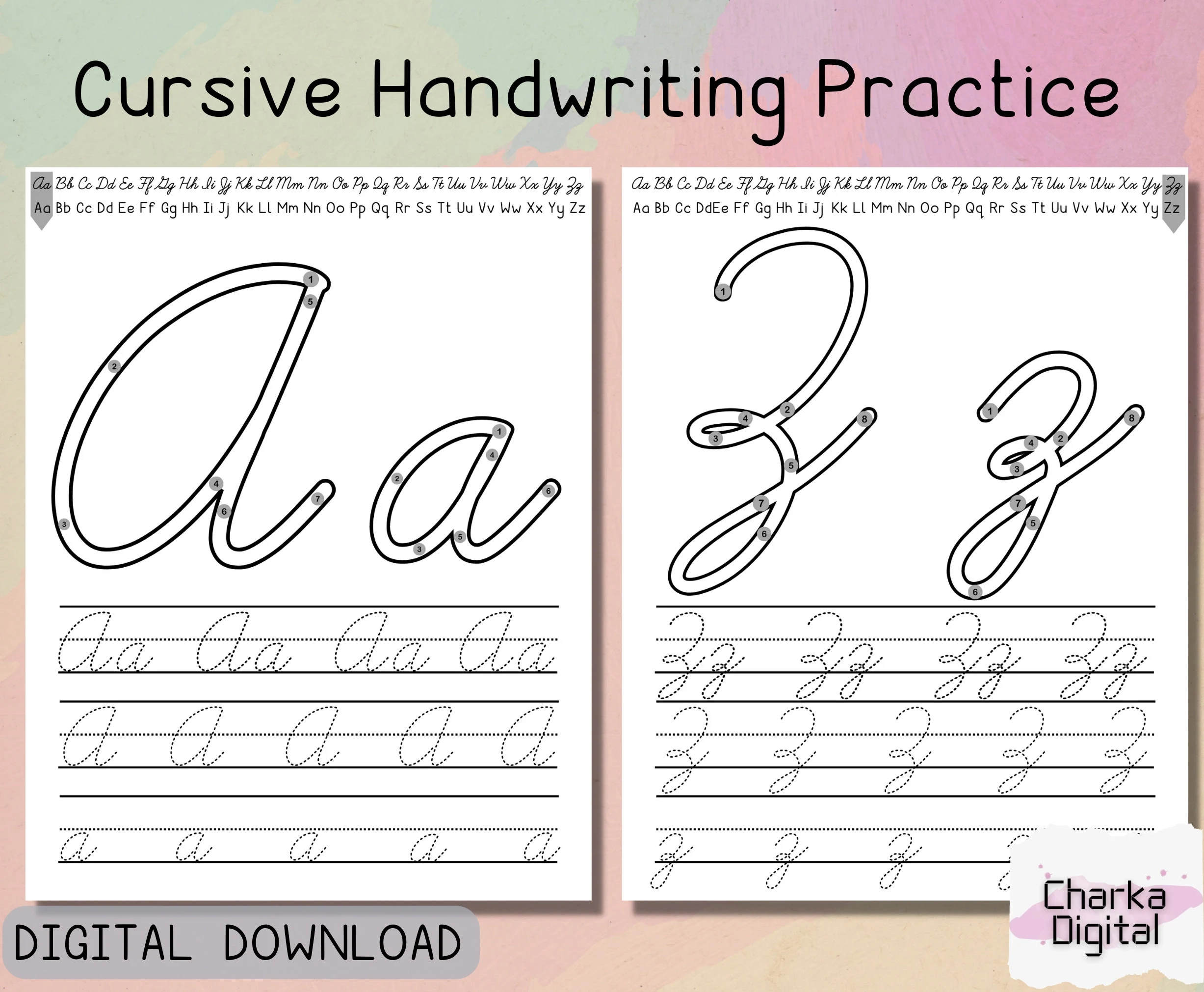 Cursive Handwritting Practice Cursive Alphabet Letters Tracing 