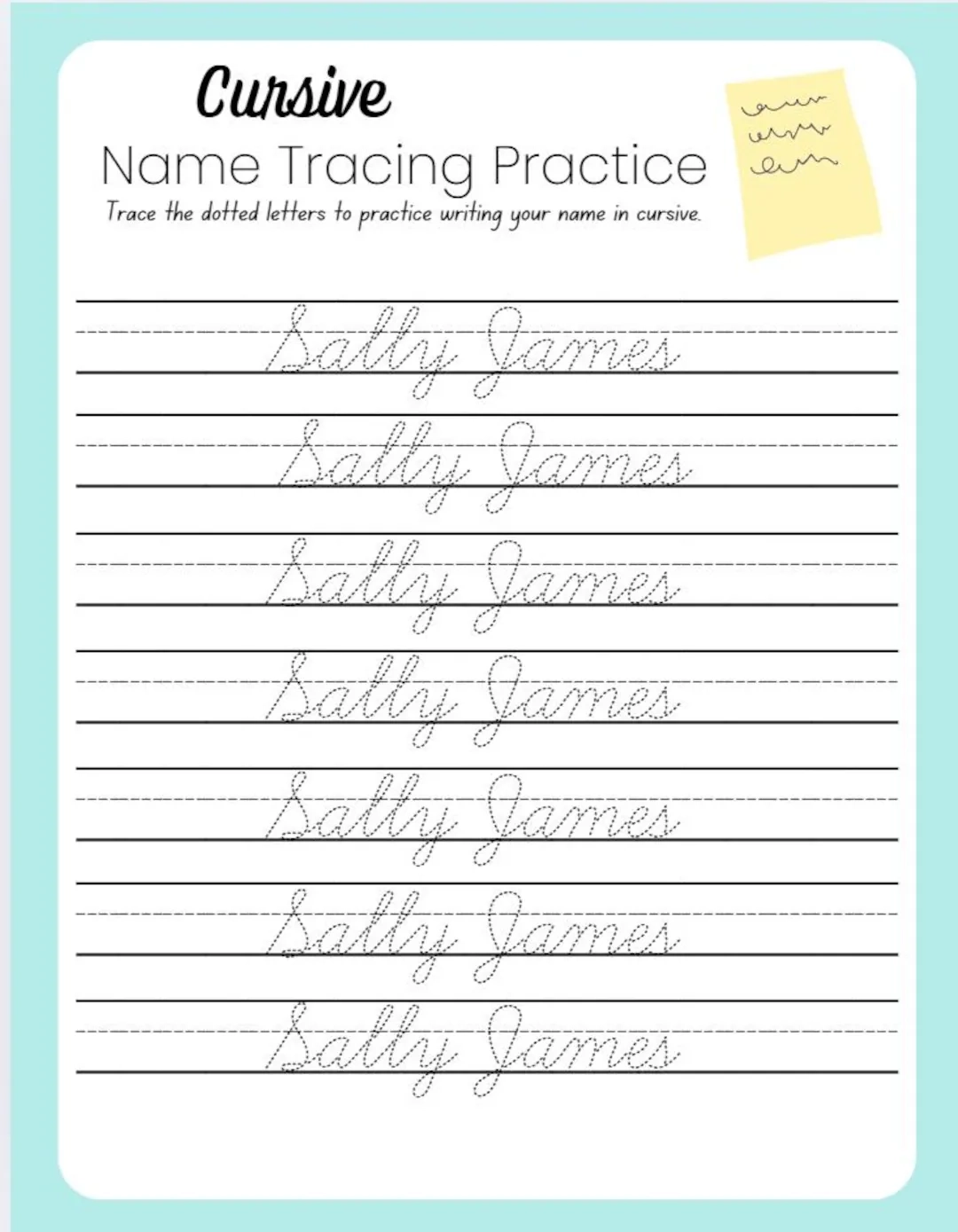 Custom Cursive Name Tracing Practice Worksheet Etsy Ireland