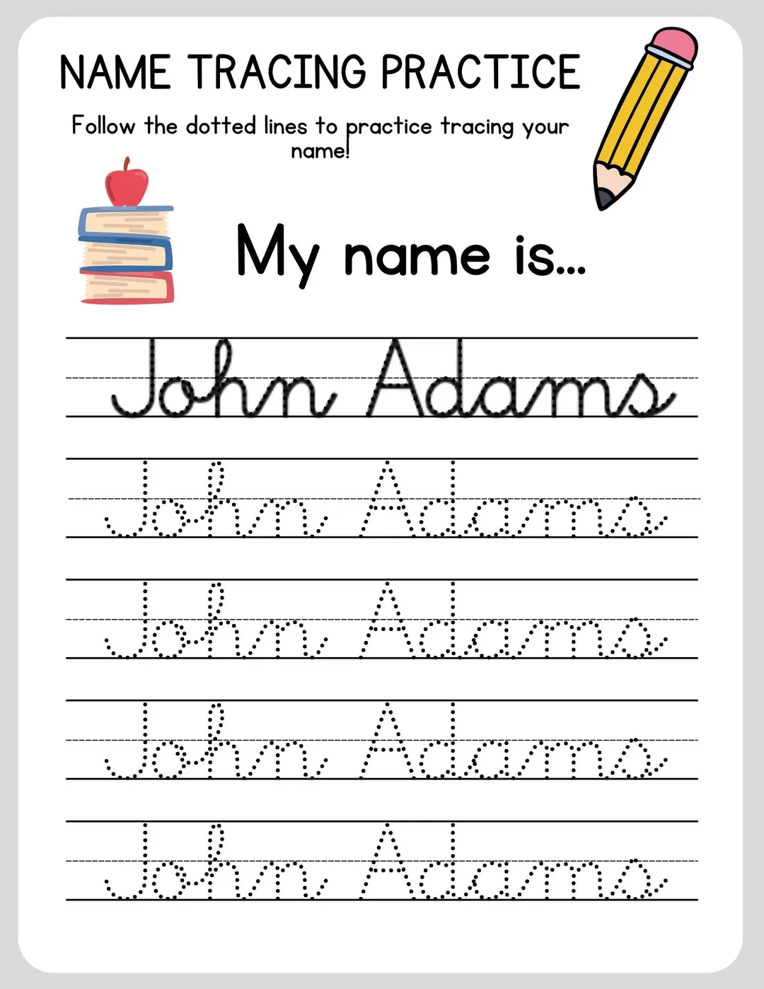 Custom Cursive Name Tracing Worksheet Personalized Practice 
