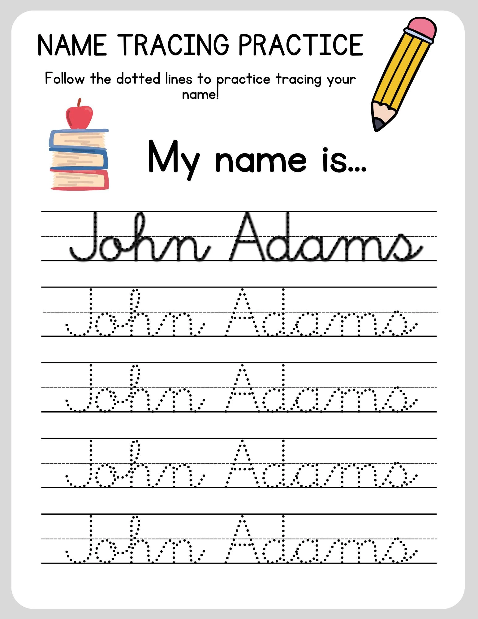 Custom Cursive Name Tracing Worksheet Personalized Practice 
