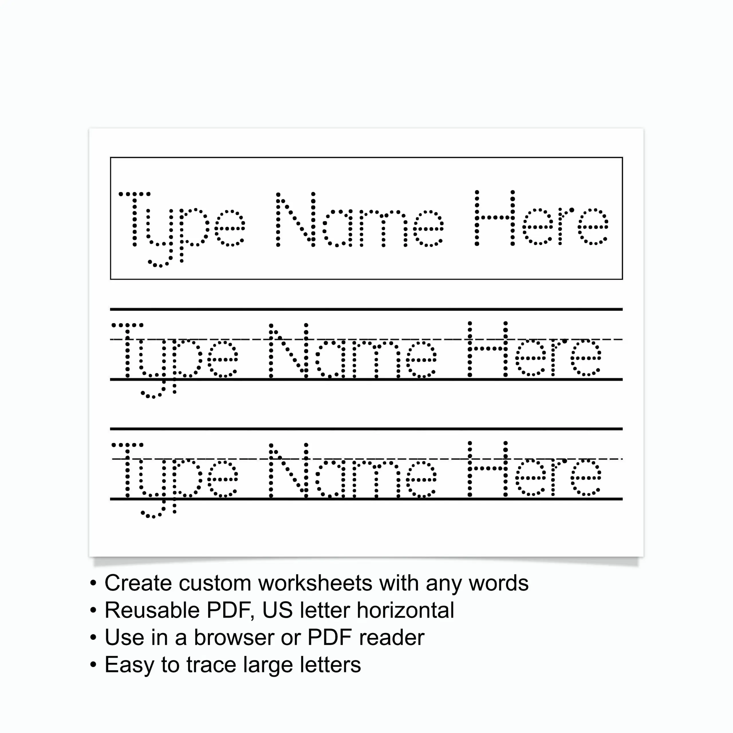 Custom Name Handwriting Practice Sheet Editable Tracing Worksheet 