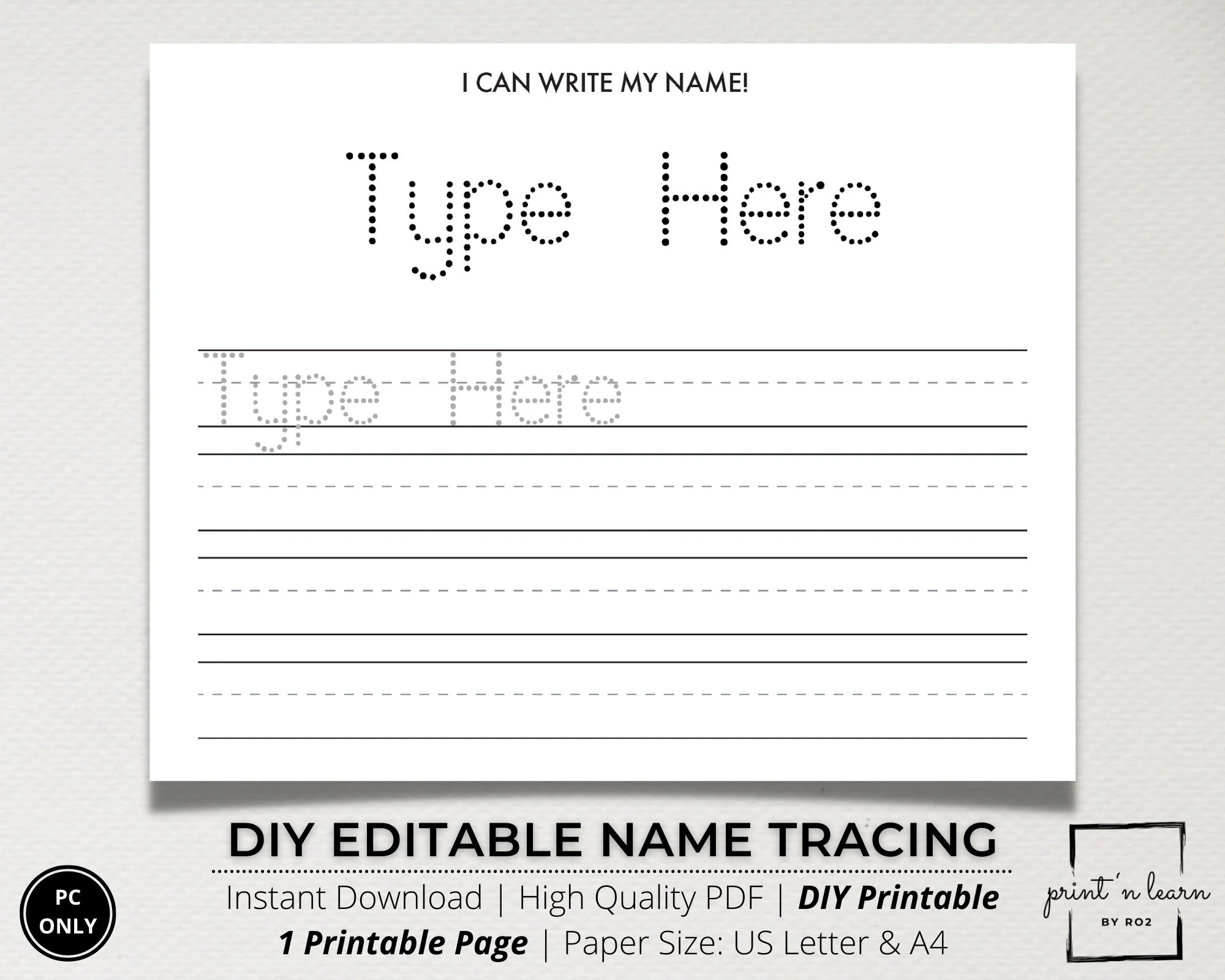 Custom Name Tracing Sheet Handwriting Practice Name Writing Name Worksheet Editable Name Tracing Name Trace Worksheet Printable DIY
