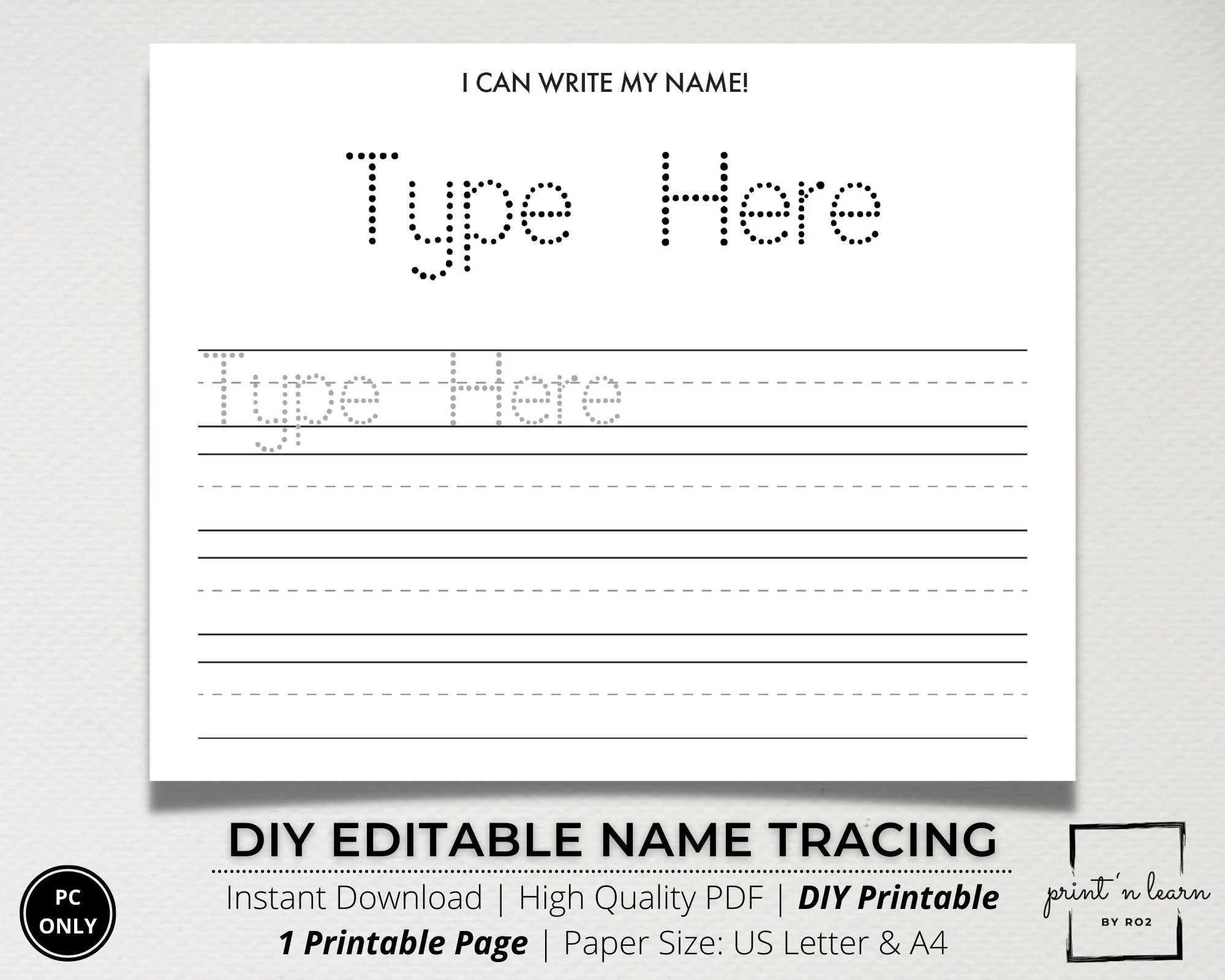 Editable Printable Blank Name Tracing Worksheets