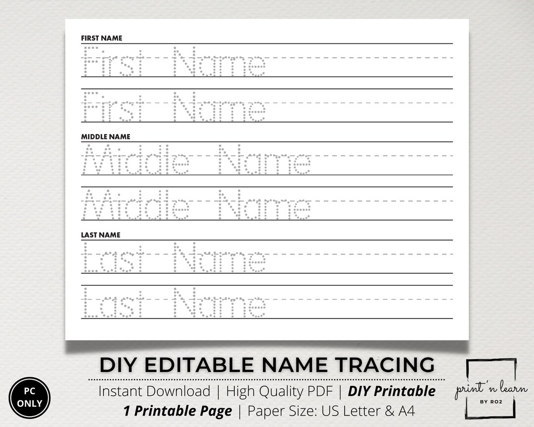 Editable Tracing Names Printable Worksheets
