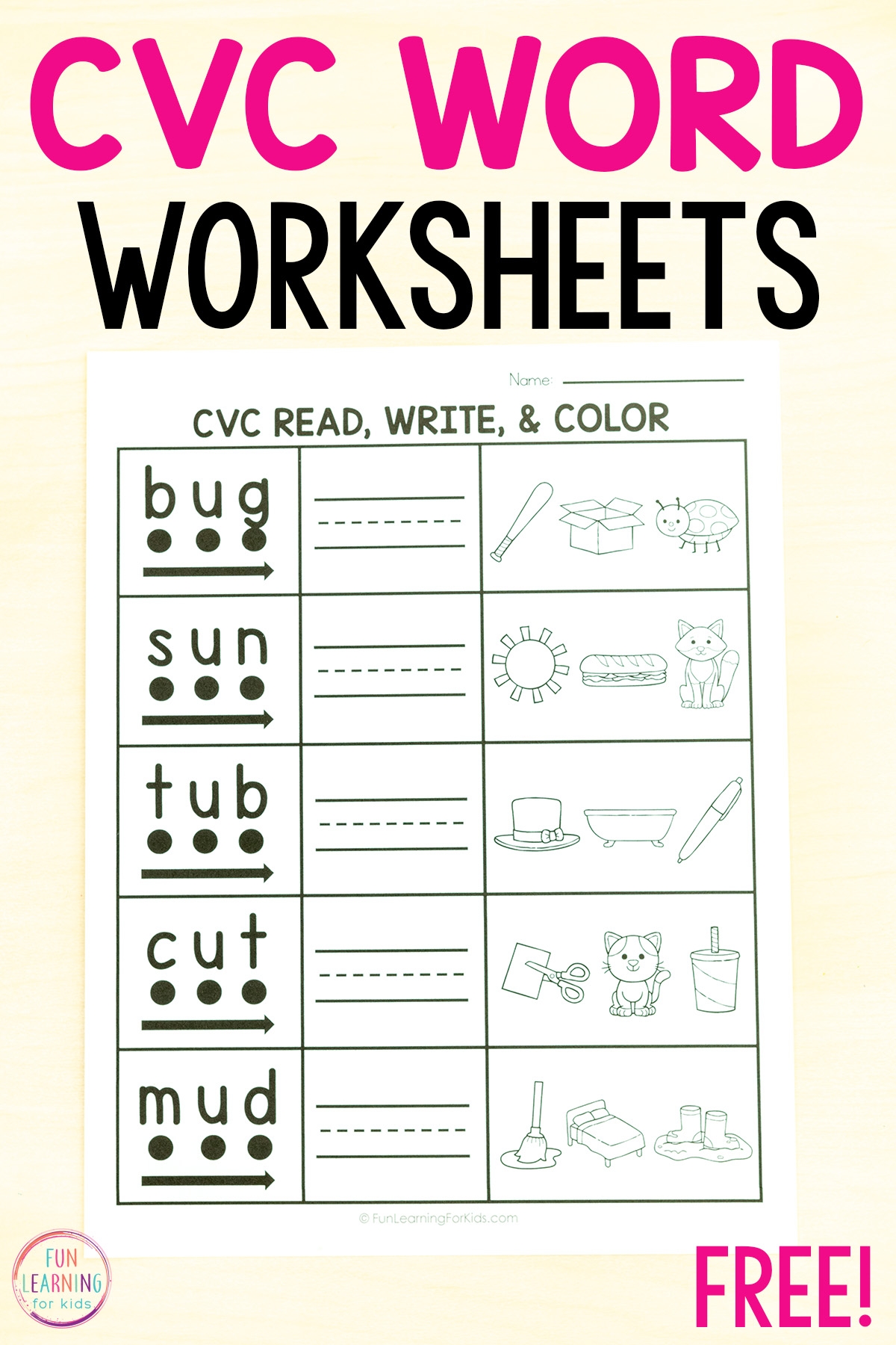 CVC Words Read Write And Color Worksheets CVC Words Read Write And Color Worksheets