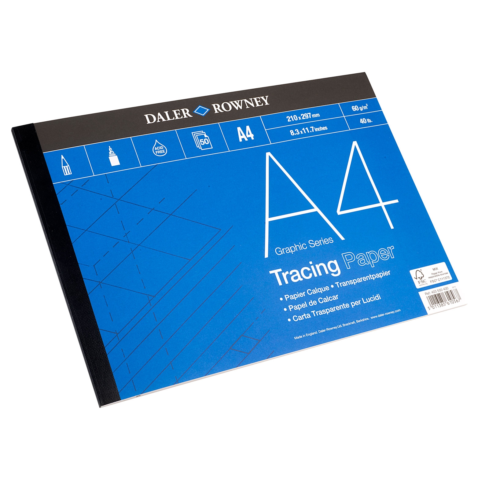 Daler Rowney Graphic Series Tracing Paper Pad 50 Sheets 60gsm A4 
