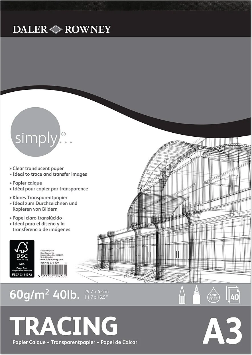 Daler Rowney Simply Tracing Paper Simply Luonnoskirja 40 A3 60 G 