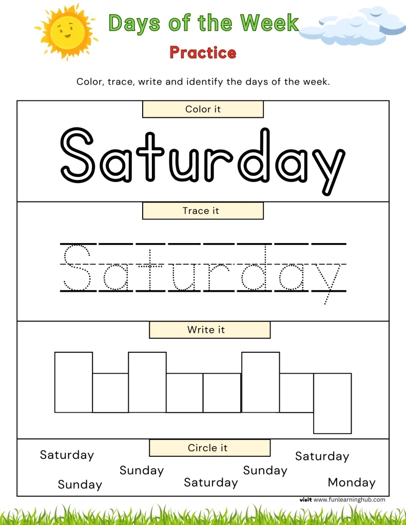 Days Of The Week Tracing Fun Learning Hub