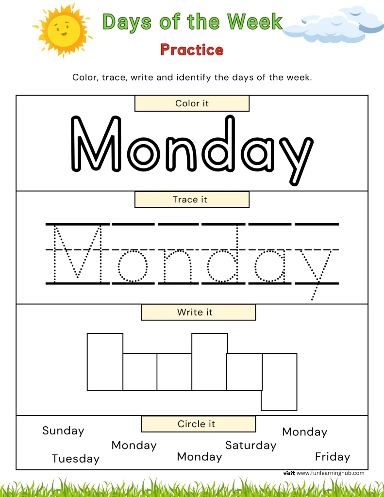 Days Of The Week Tracing Fun Learning Hub Days Of The Week Tracing Fun Learning Hub