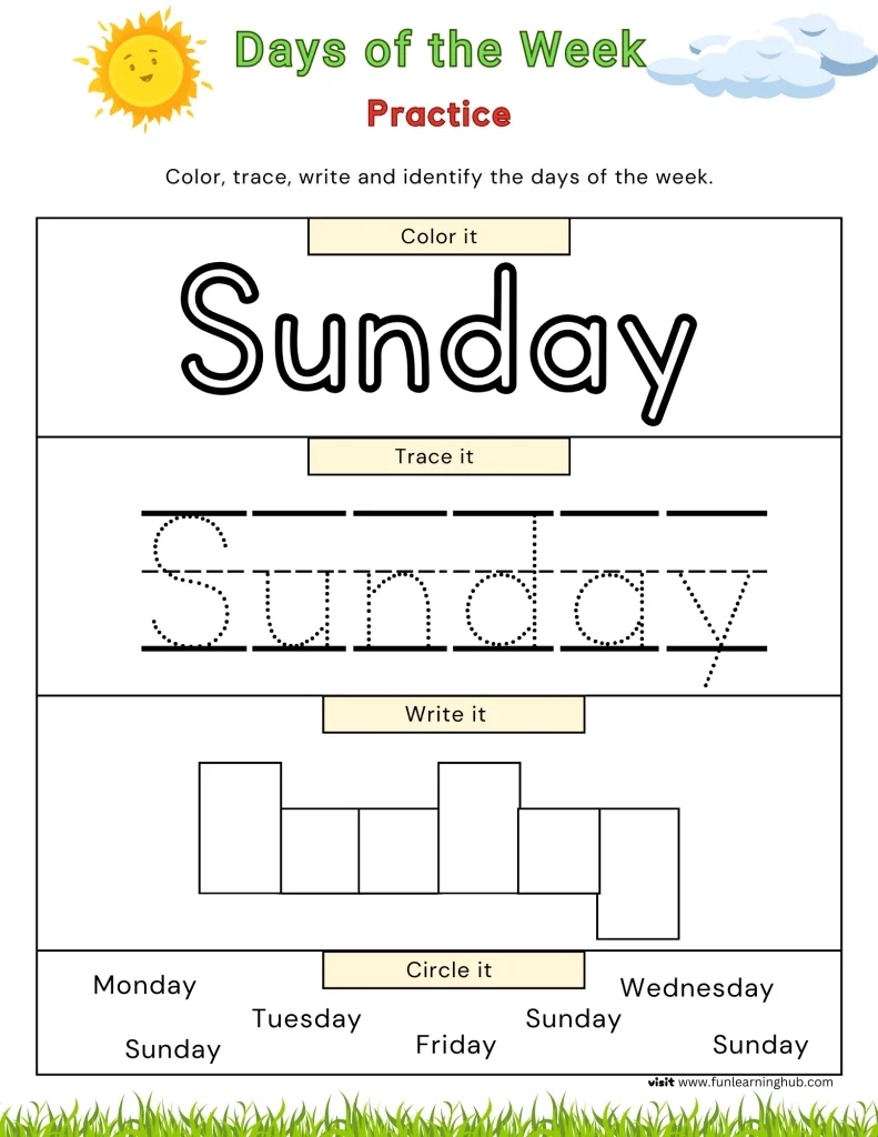 Days Of The Week Tracing Fun Learning Hub