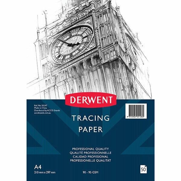 DERWENT Professional Tracing Paper 90 95gsm A4 Pad 50 Sheet X 