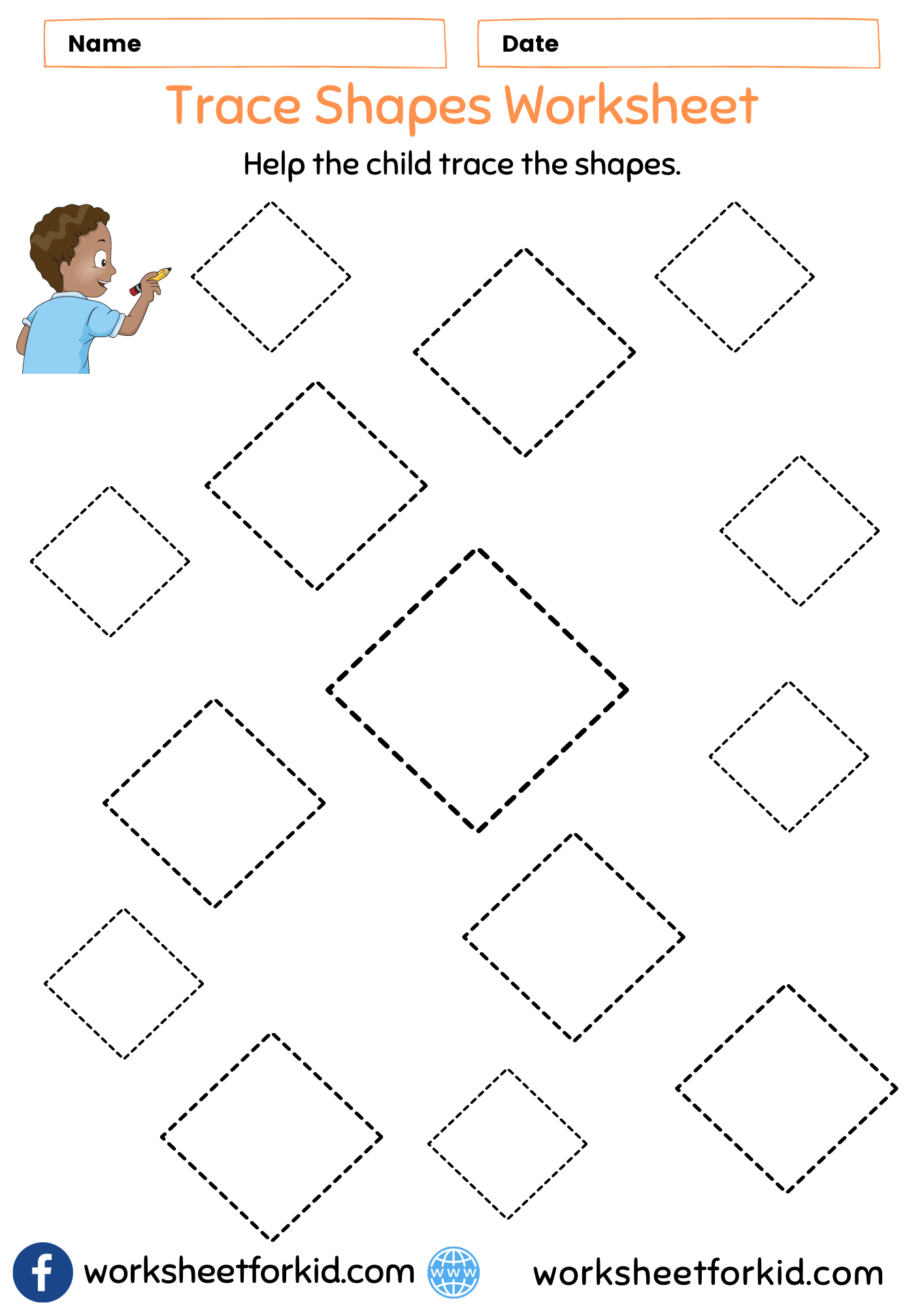 Diamond Shape Tracing Worksheet