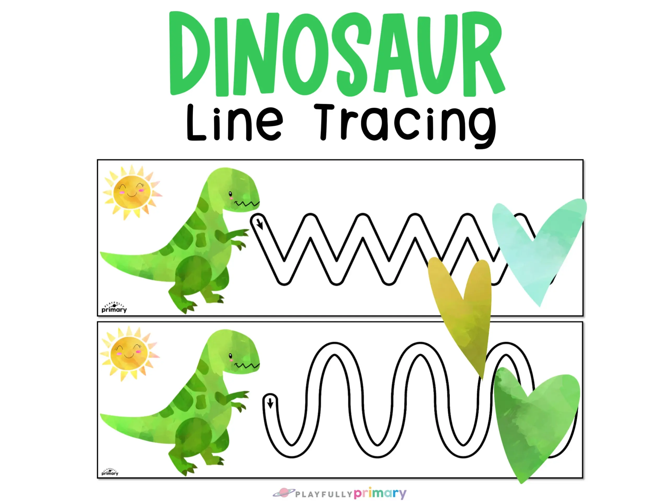 Dinosaur Line Tracing Preschool Printable Prewriting Fine Motor 