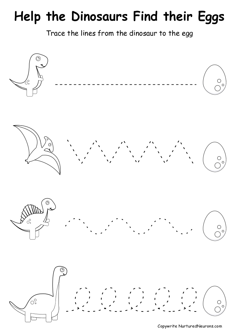 Dinosaur Trace The Line Printables Free Worksheets Nurtured 