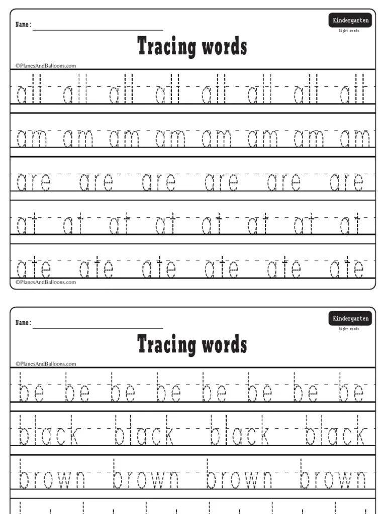 Sight Words Tracing Worksheets For Kindergarten Sight Words Tracing Worksheets For Kindergarten
