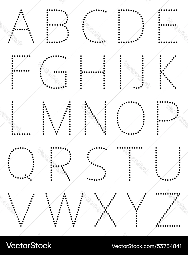 Dotted Alphabet Letters A To Z Uppercase Royalty Free Vector 