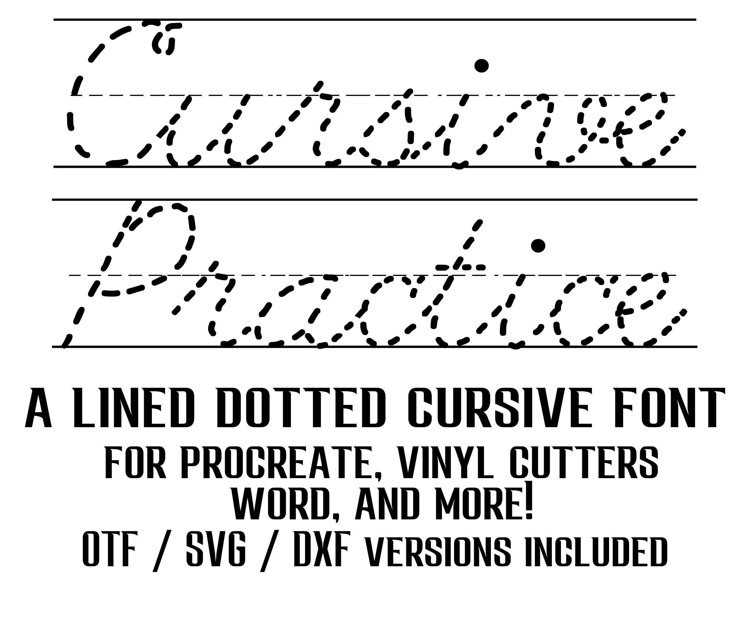 Dotted Cursive Font Lined Cursive Handwriting Practice Font SVG 