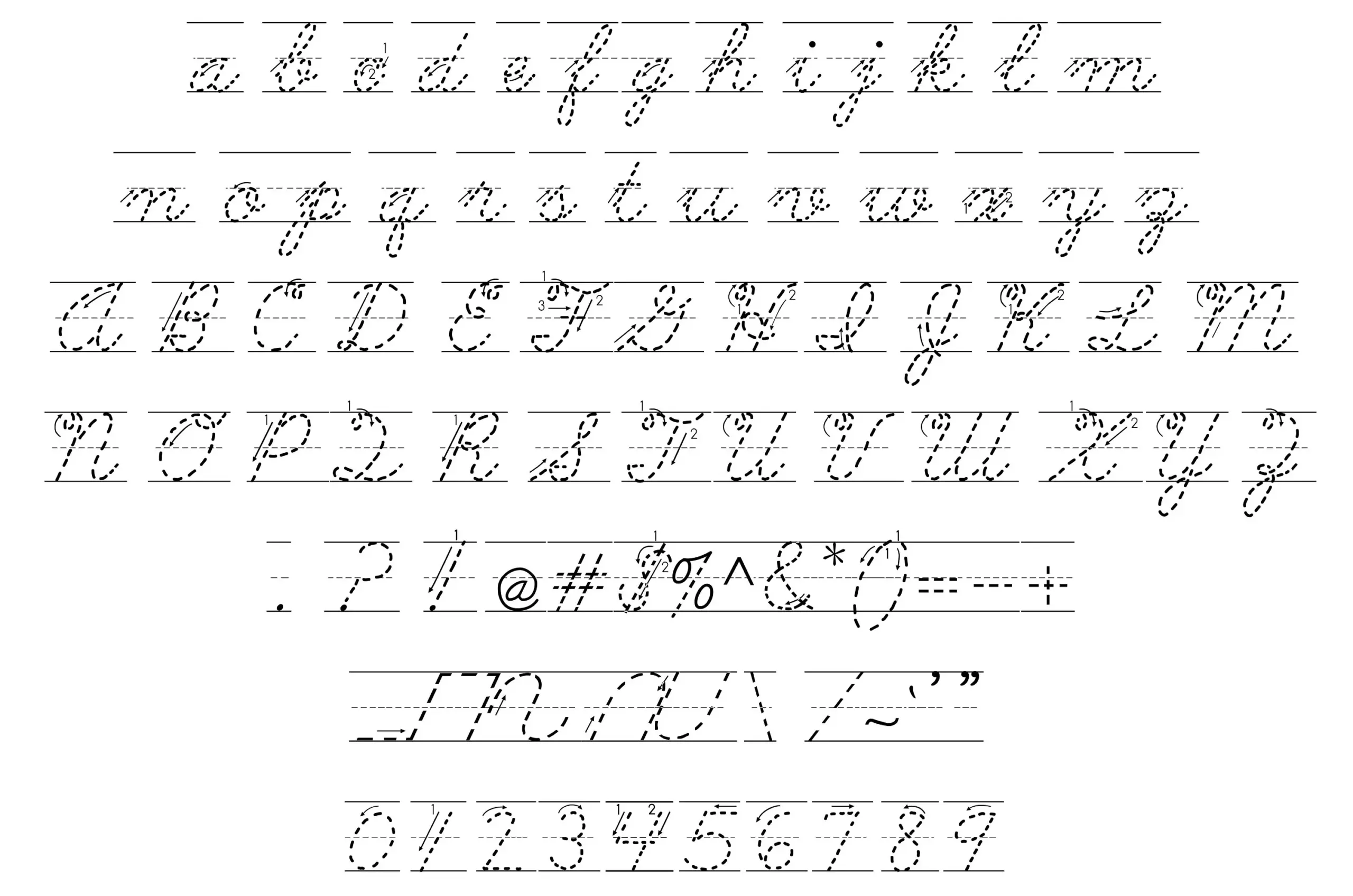 Dotted Cursive Handwriting Practice Font With Directions Dot To Dot Font SVG Font Alphabet Font Cricut Font Silhouette Procreate Font Svg
