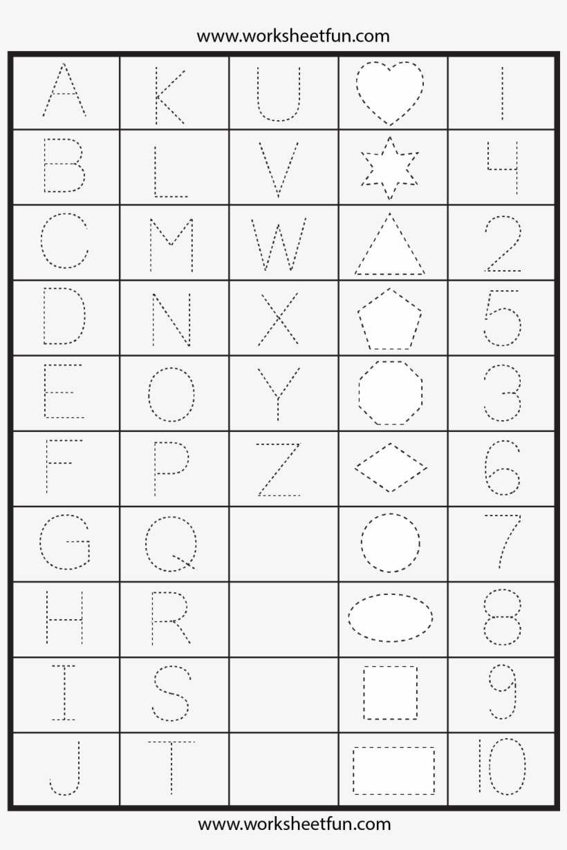 Dotted Line Letters To Trace Trace Numbers And Shapes 