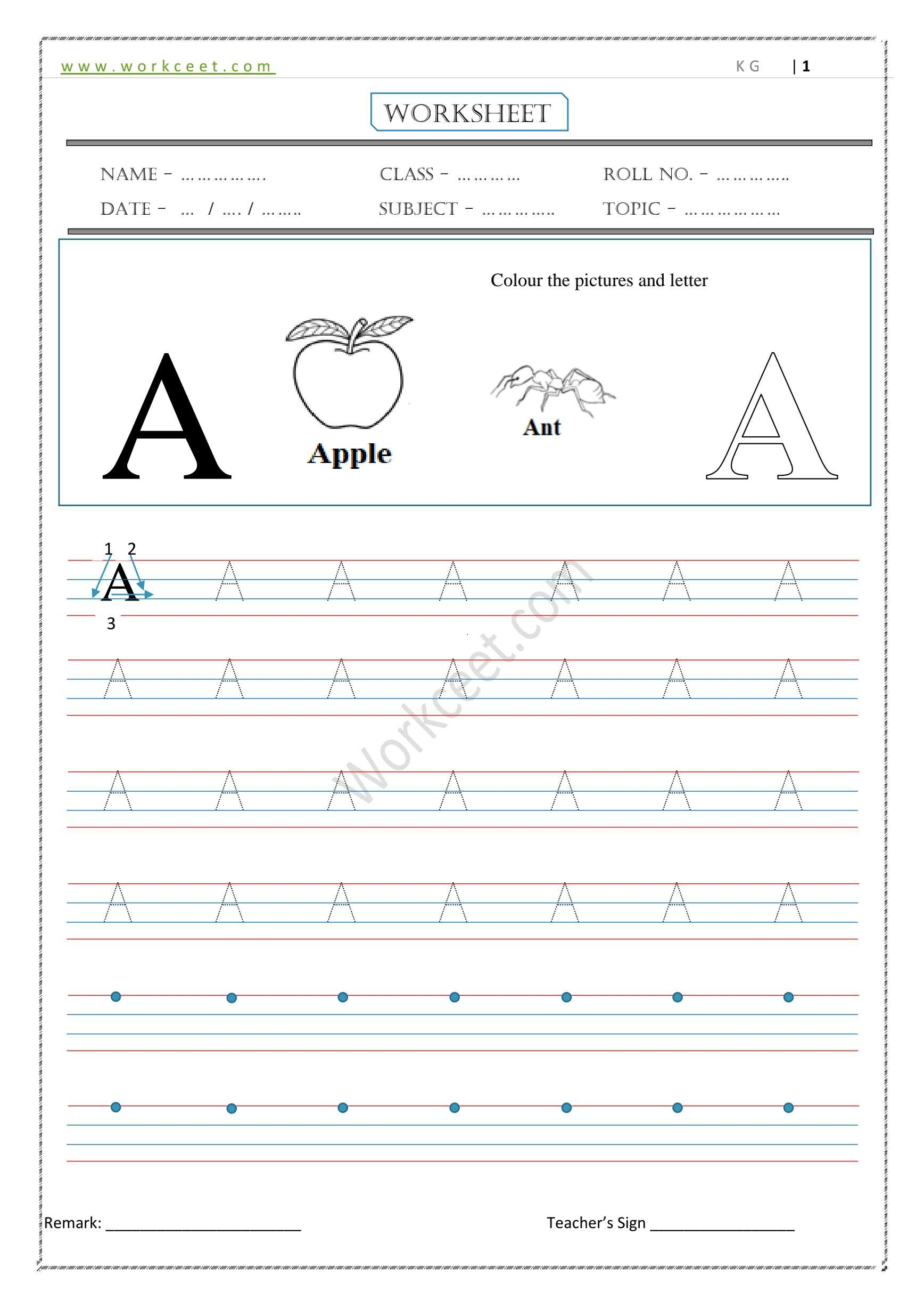 Tracing Capital Letters Worksheets Pdf