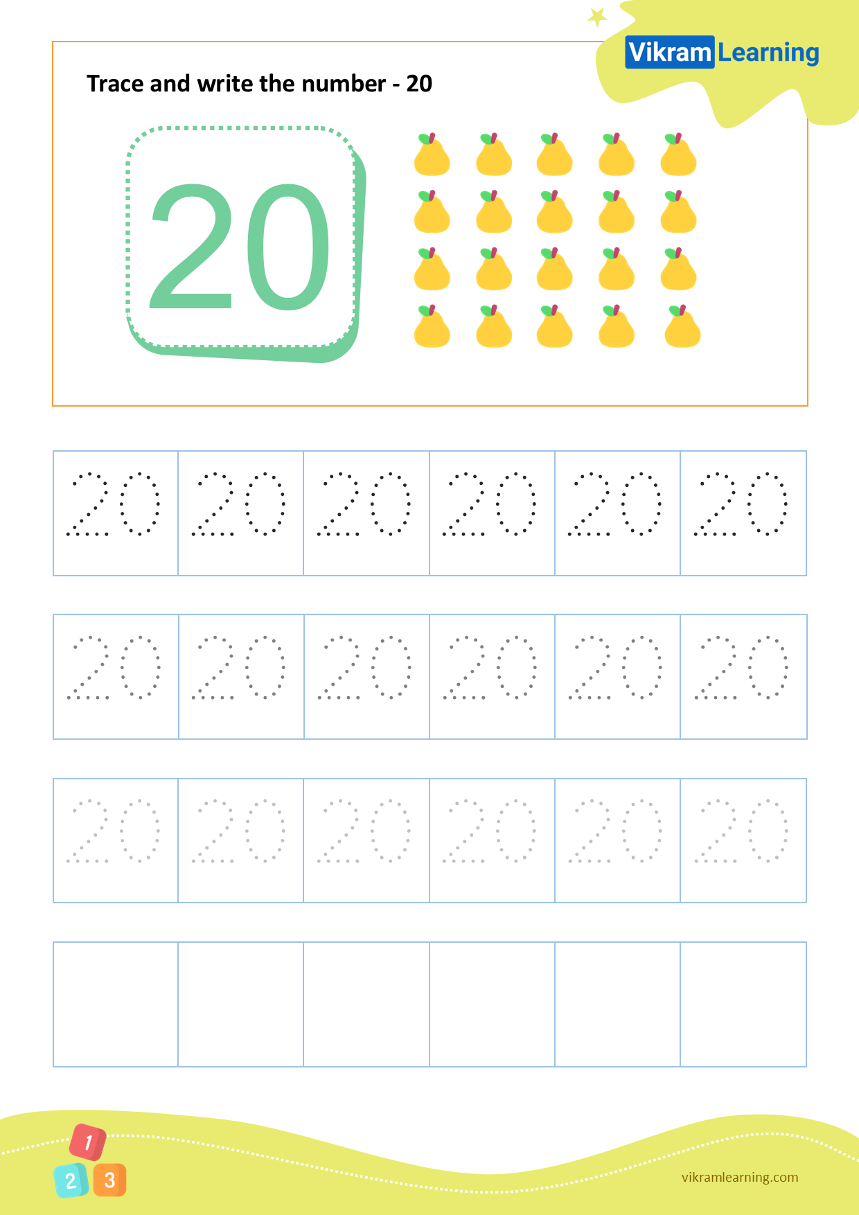 Download Trace And Write The Number 20 Worksheets 