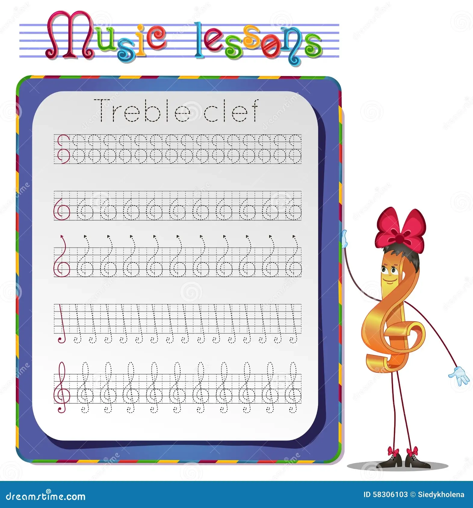 Draw A Treble Clef Stock Illustration Illustration Of Ornament 