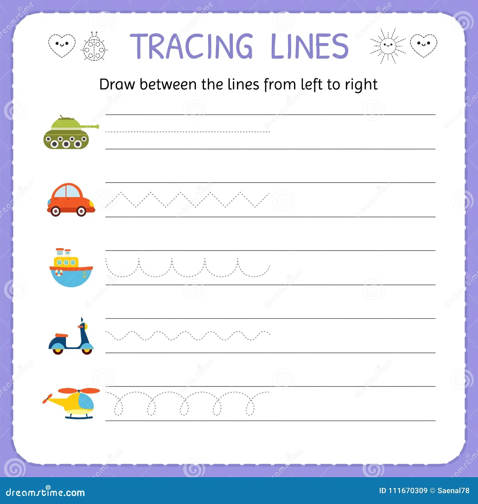 Draw Between The Lines From Left To Right Preschool Kindergarten 
