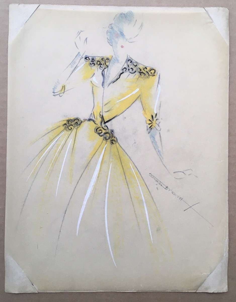 Drawing Original Gouache Tracing Paper Portrait Woman Sketches 