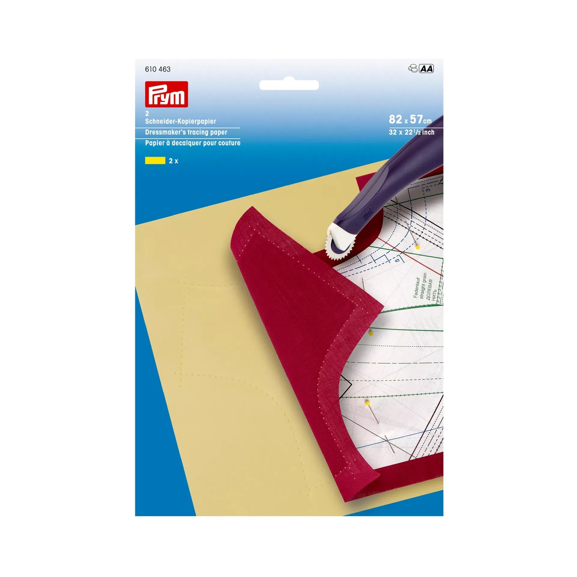Dressmakers Tracing Paper Yellow Yellow 82 Cm X 57 Cm Card 