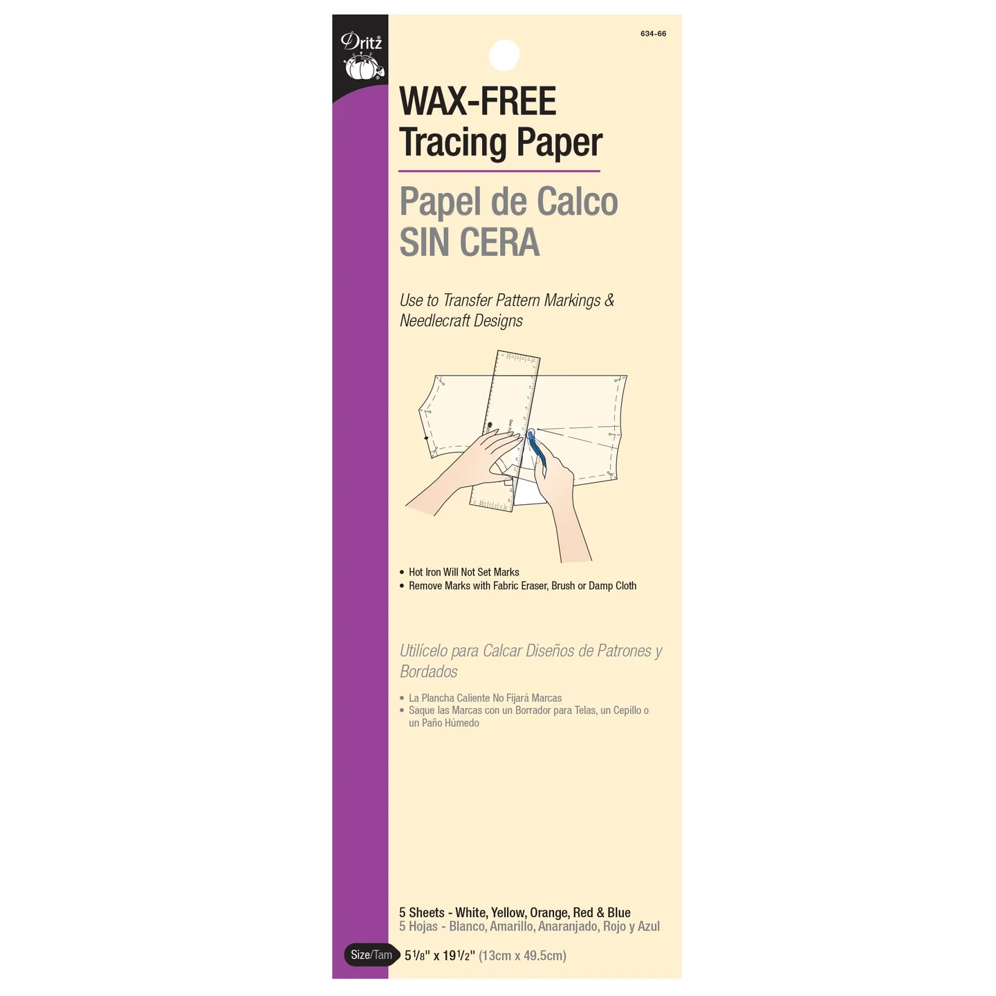 Dritz Wax Free Tracing Paper Assorted 5 Pc Handicraft