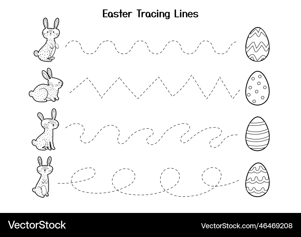 Easter Tracing Lines Worksheet Royalty Free Vector VectorStock