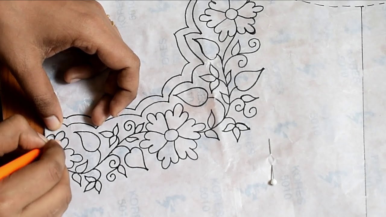 Easy Tracing Method On Blouse For Aari Work By Using Carbon Paper