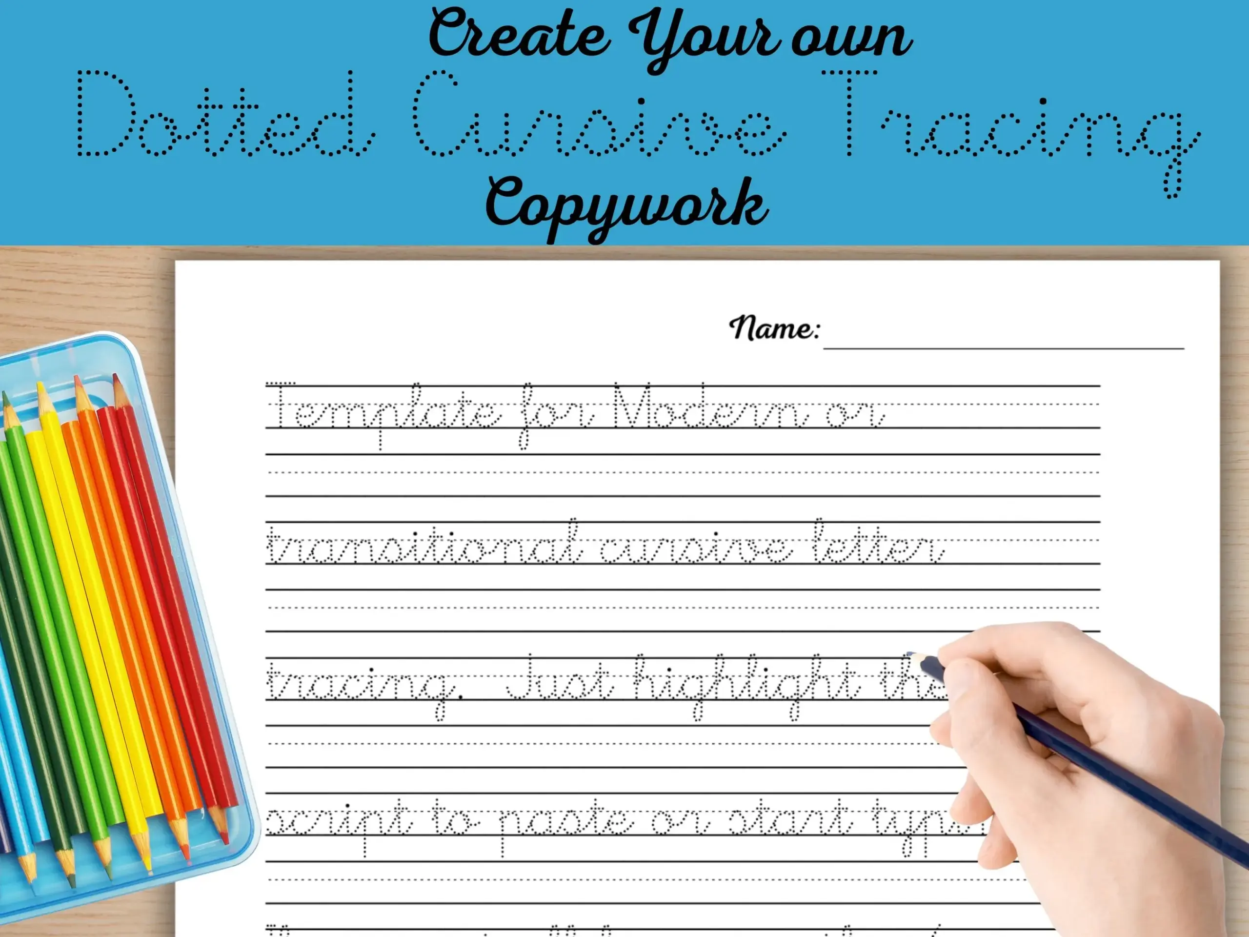 Editable Cursive Tracing Worksheet Template Create Your Own Dotted 
