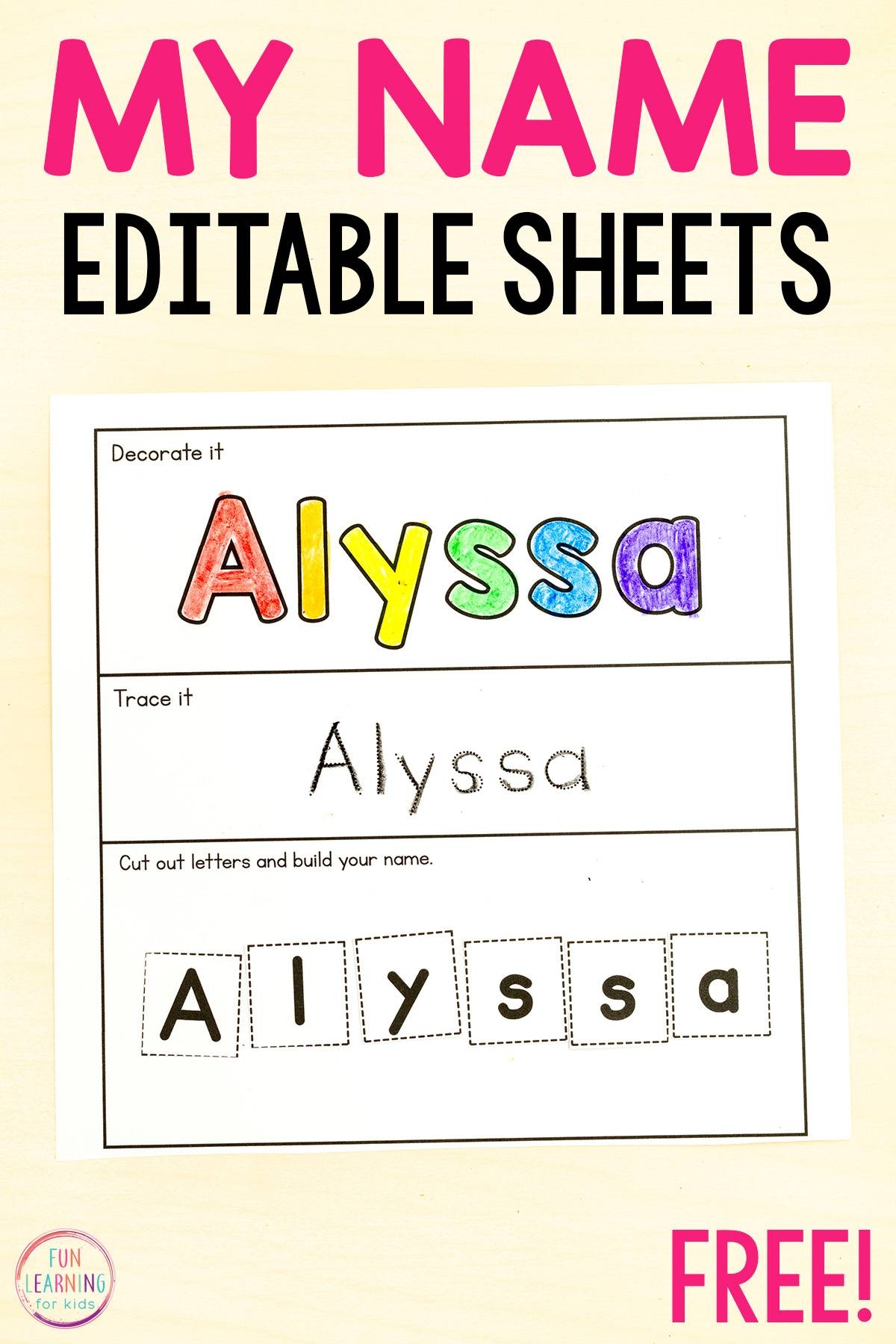 Name Tracing Activities For Preschoolers