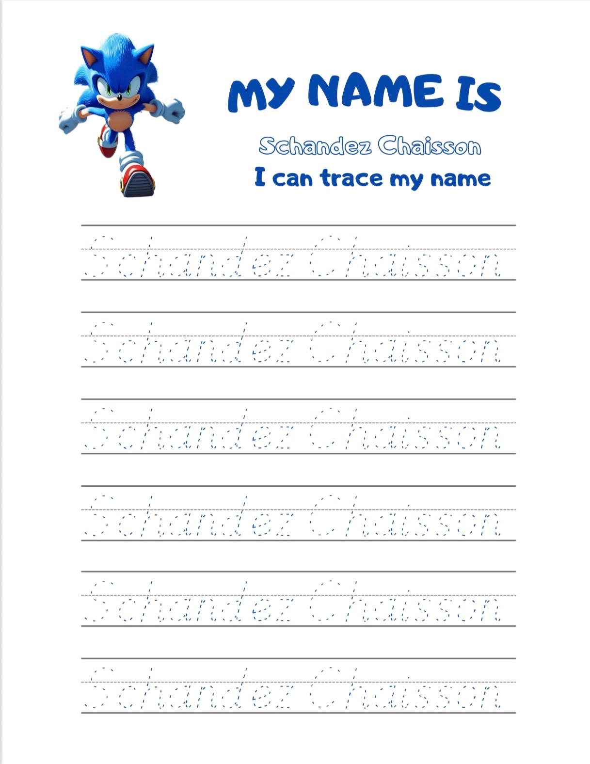 Editable Educational Name Tracible Practice Sonic Theme Etsy